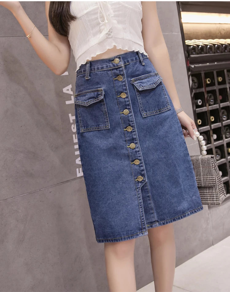 KstyleClassic™ – High Waist Pocket Skirt (S-5XL, Button Design)