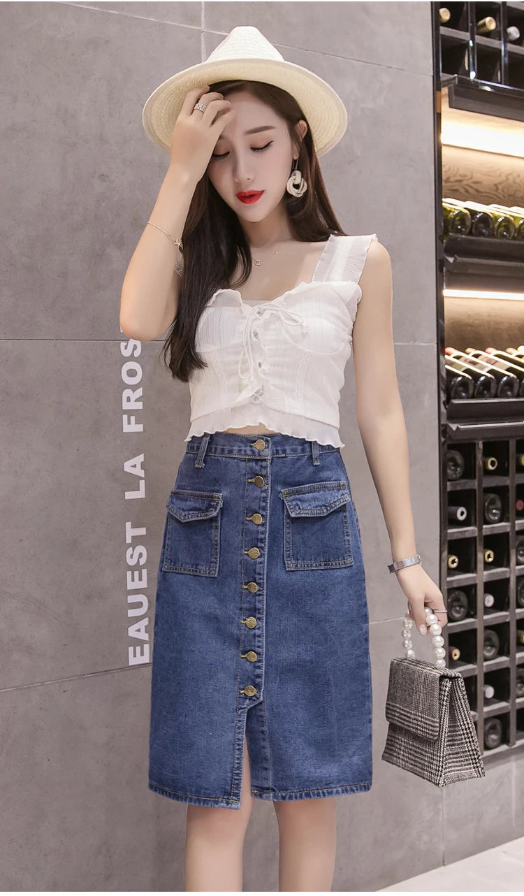 KstyleClassic™ – High Waist Pocket Skirt (S-5XL, Button Design)