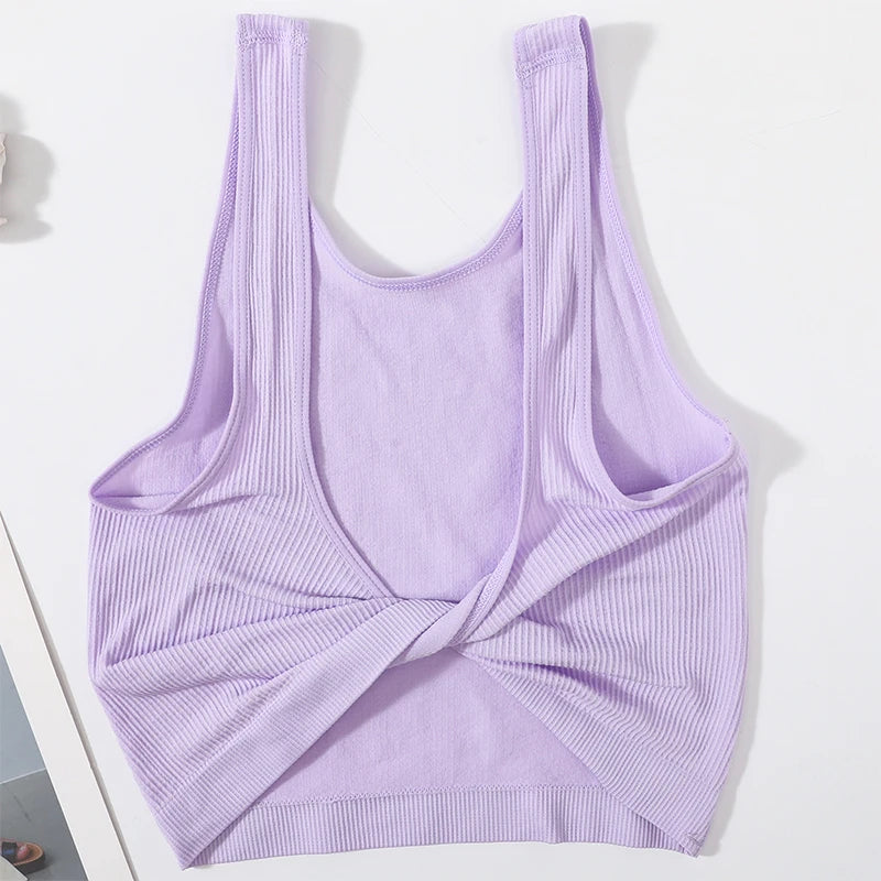 DeepVibe™ seamless ribbed crop top in lavender, perfect for streetwear style and casual outings.