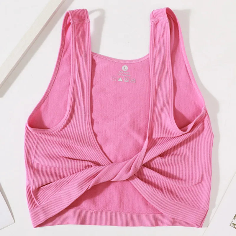 DeepVibe™ seamless pink ribbed crop top for women, perfect for streetwear and casual outfits.