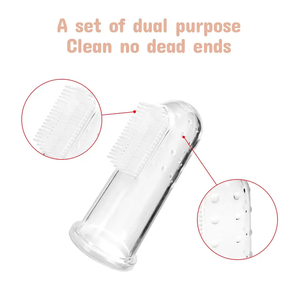 Dual-purpose silicone toothbrush for babies, featuring no dead ends and easy cleaning. Ideal for infants and toddlers.