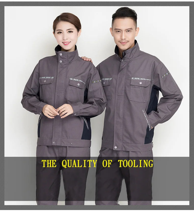 Unisex work clothing set featuring durable workshop overall for men and women, showcasing quality and functionality.