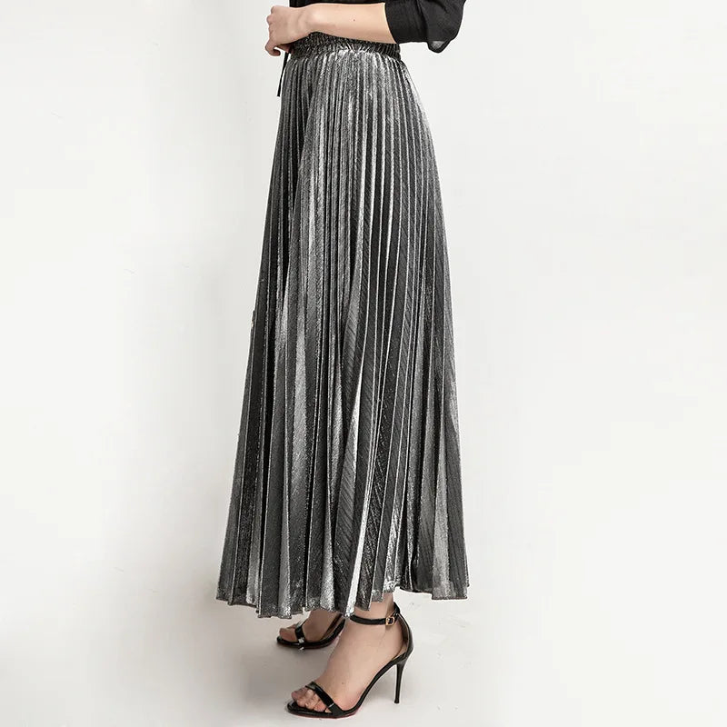 Women Gold Swing Maxi Skirt