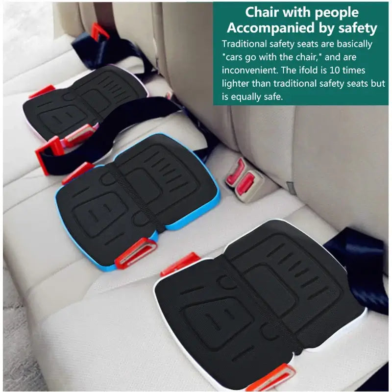 Minifold Portable Baby Car Seat Safety designed for kids 1-6 years, highlighting compact design and safety features.