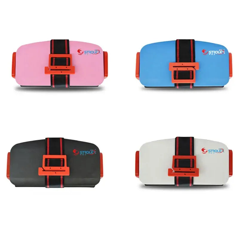 Minifold Portable Baby Car Seat Safety in pink, blue, black, and white colors, designed for ages 1-6 years.