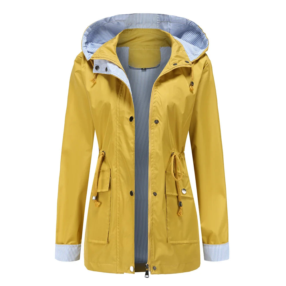 Purple Hooded Waterproof Women's Jacket – Spring Office Outerwear