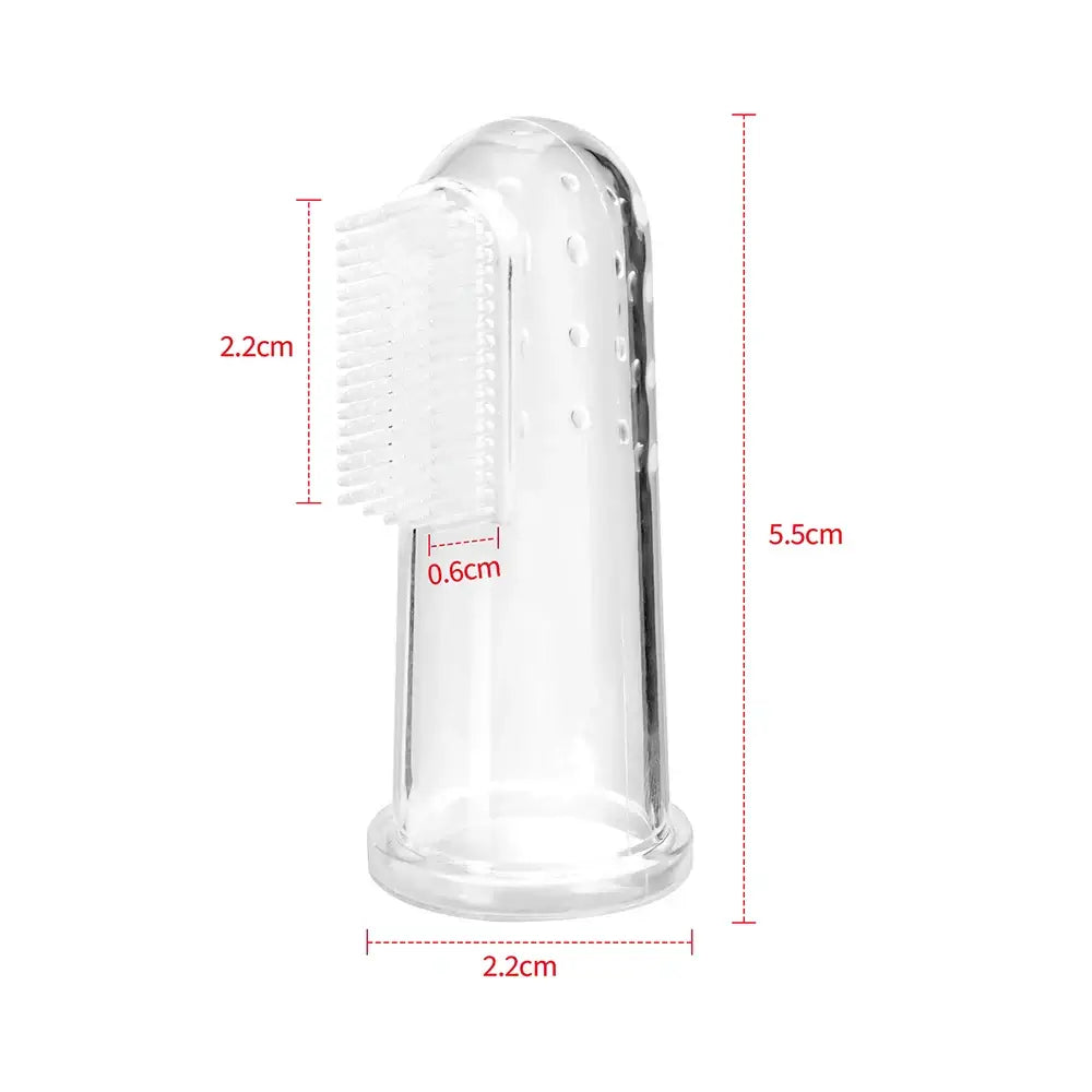 Soft silicone training toothbrush for babies, 5.5cm tall, designed for gentle oral care in infants and toddlers.