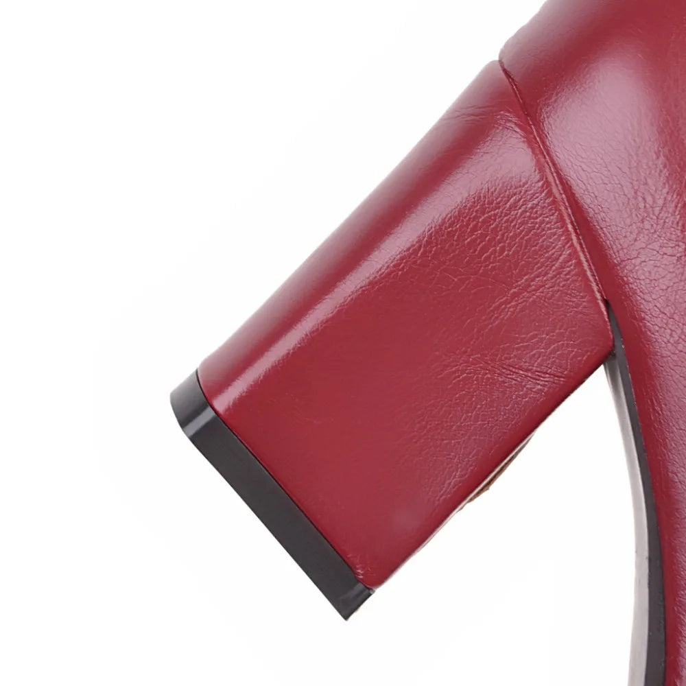 حذاء نسائي بكعب متوسط وسحاب جانبي للكاحل - أحذية شتوية كاجوال