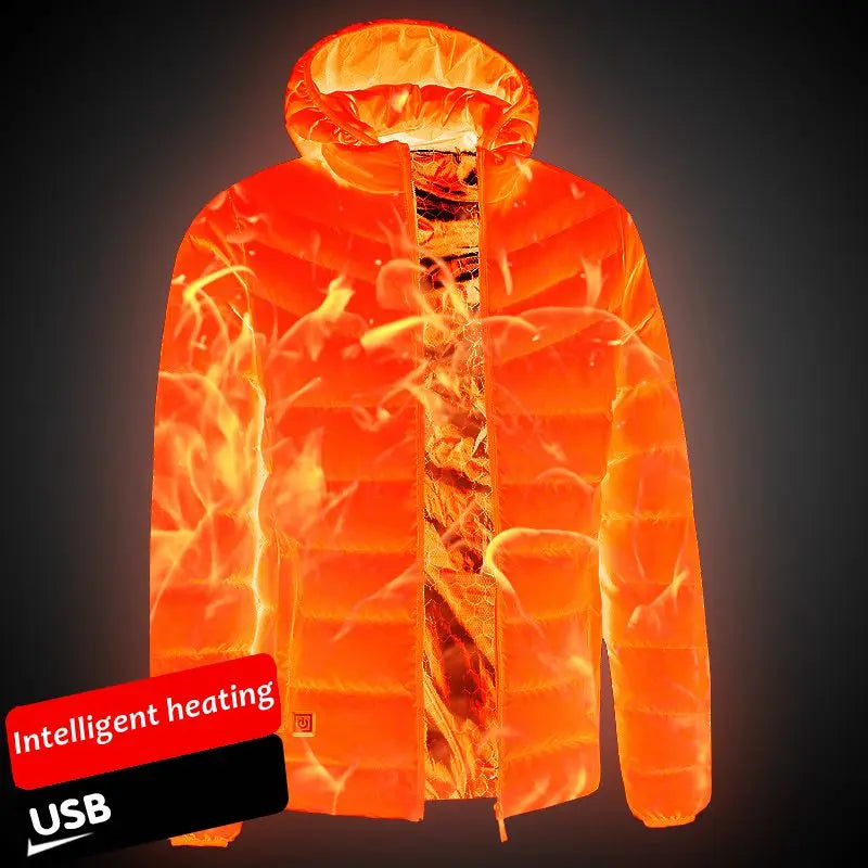 Men Heated Hooded Winter Parka