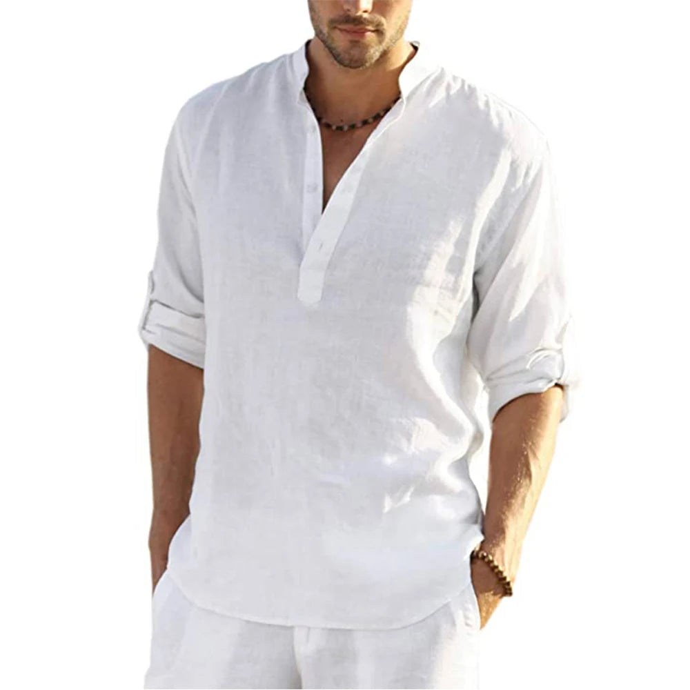 Men Linen Casual Blouse