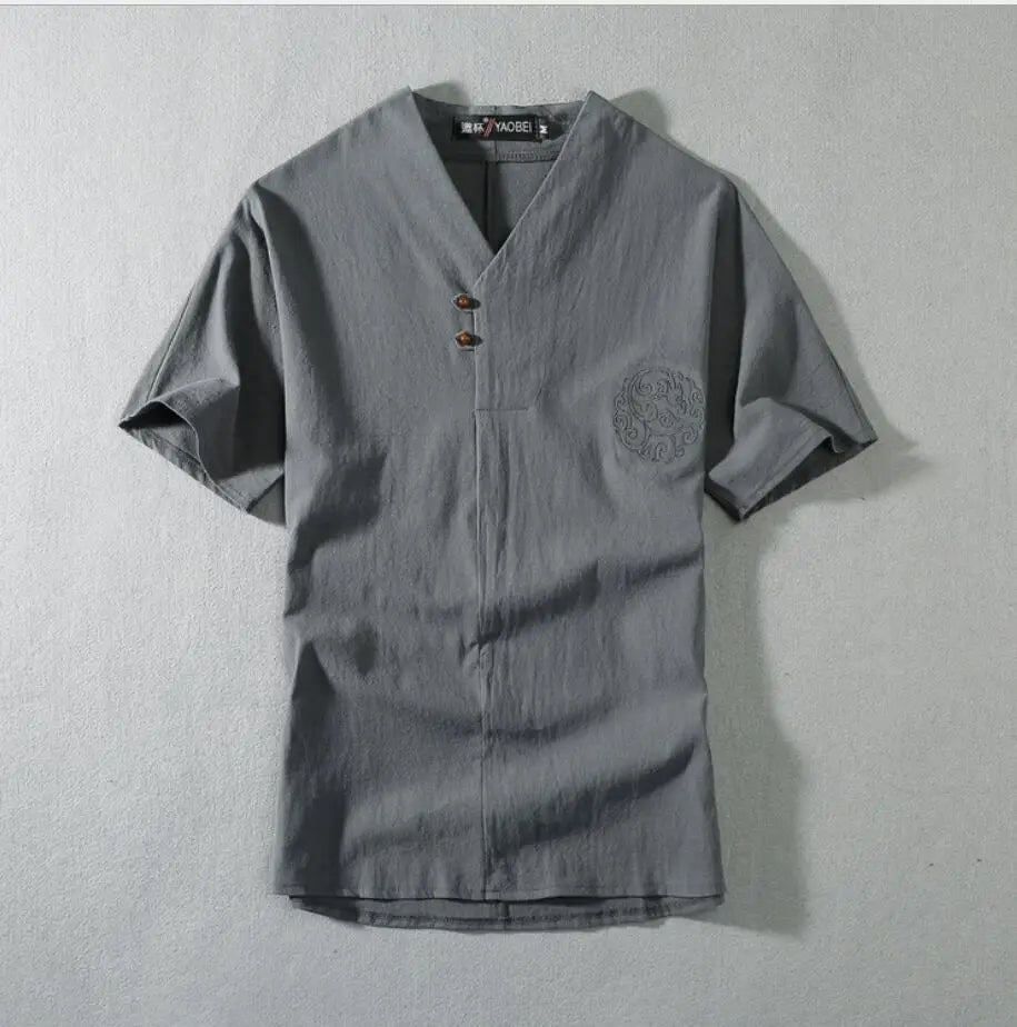 طقم رياضي رجالي من الكتان بمقاسات كبيرة