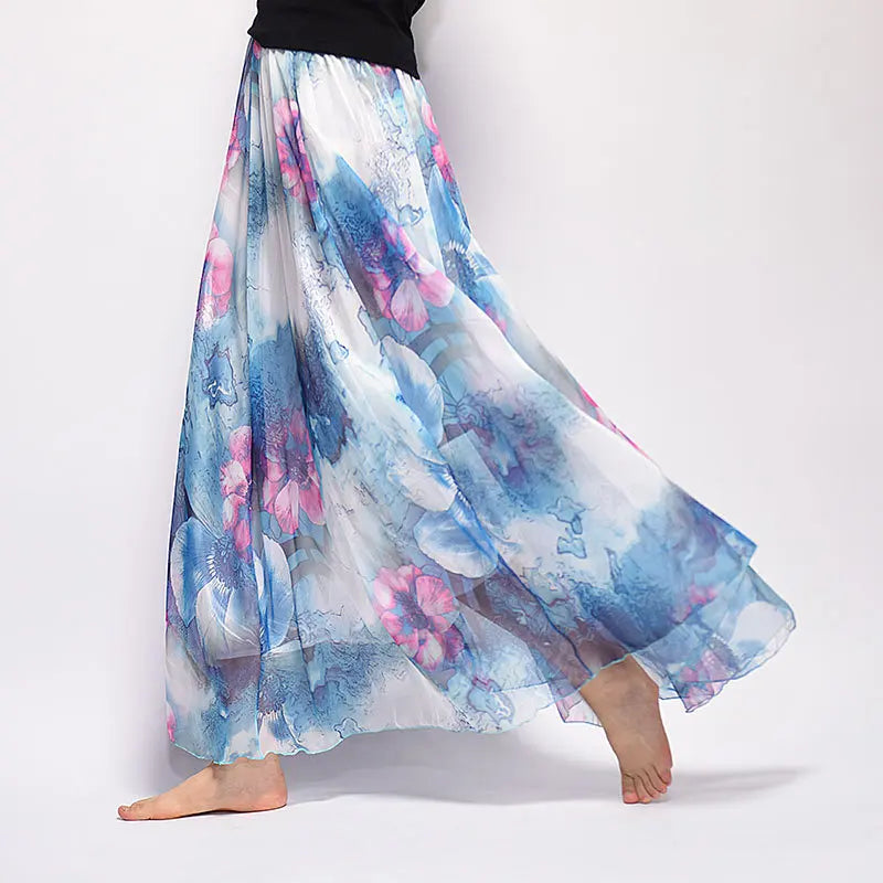 Women Boho Chiffon Long Skirt