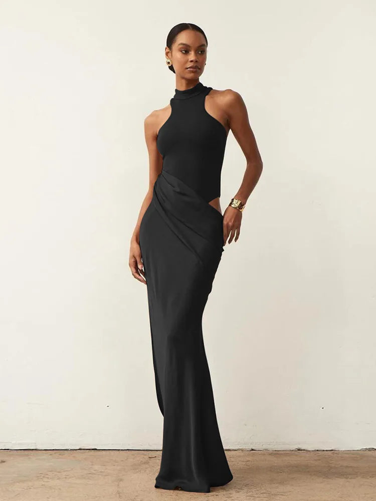 Luxe Satin Cutout Maxi Dress