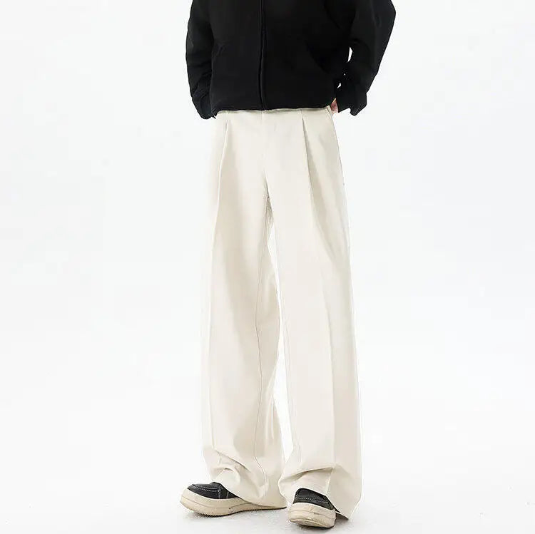 Men's Plus Size Vintage Pleated Trousers – Wide Leg