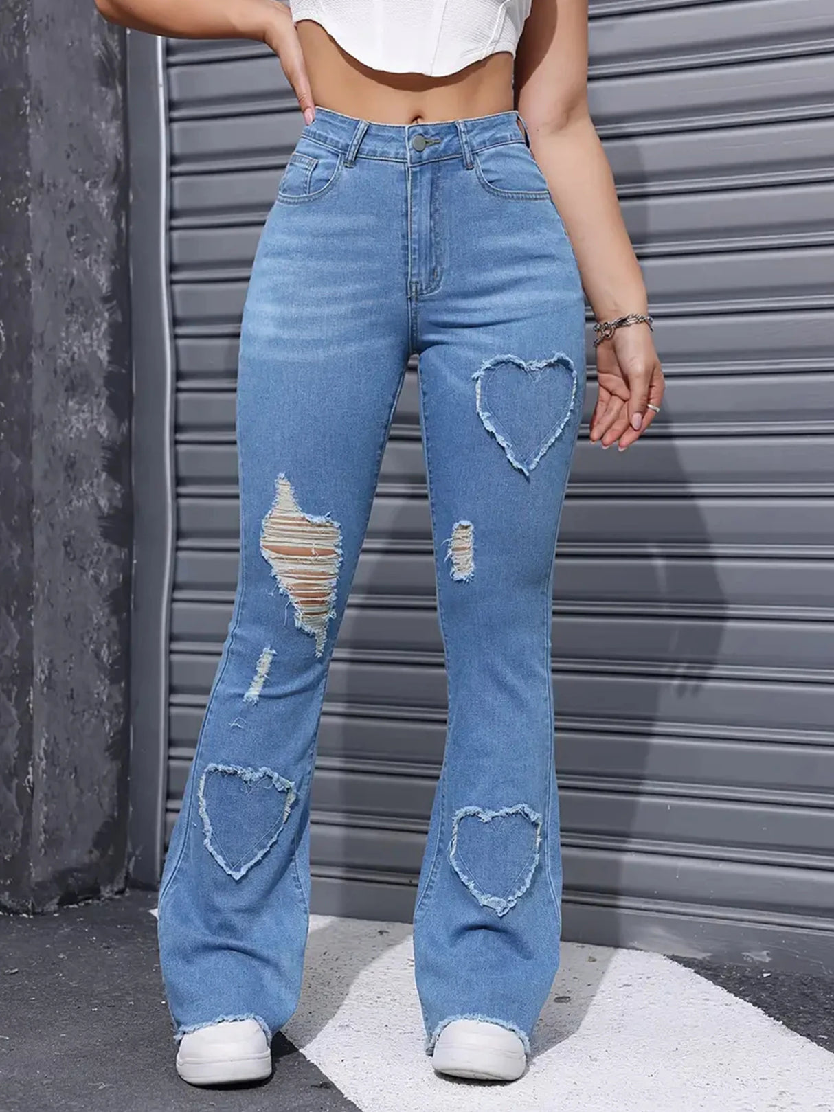Women Distressed Embroidered Jeans