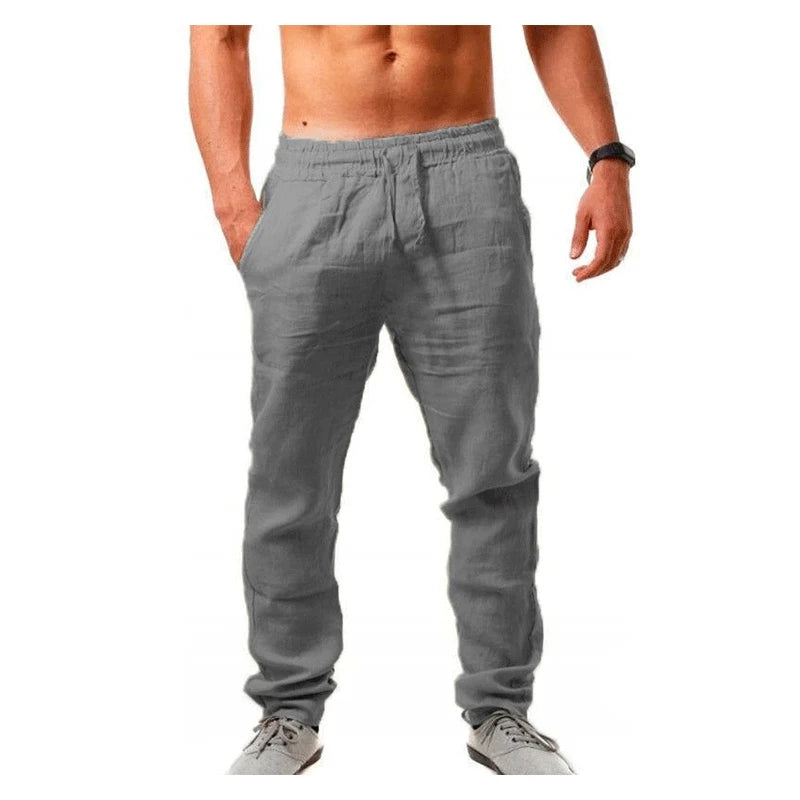 Men Cotton Hemp Casual Pants
