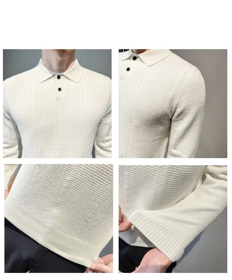 Men's Turn Down Collar Knit Sweater