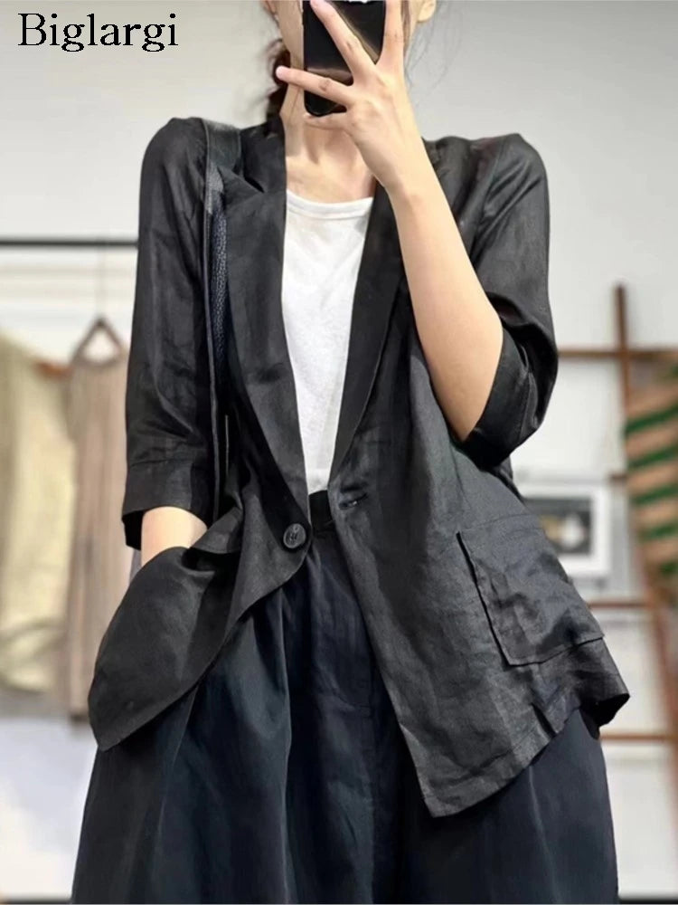 Oversized Loose Pleated Women's Blazer Coat