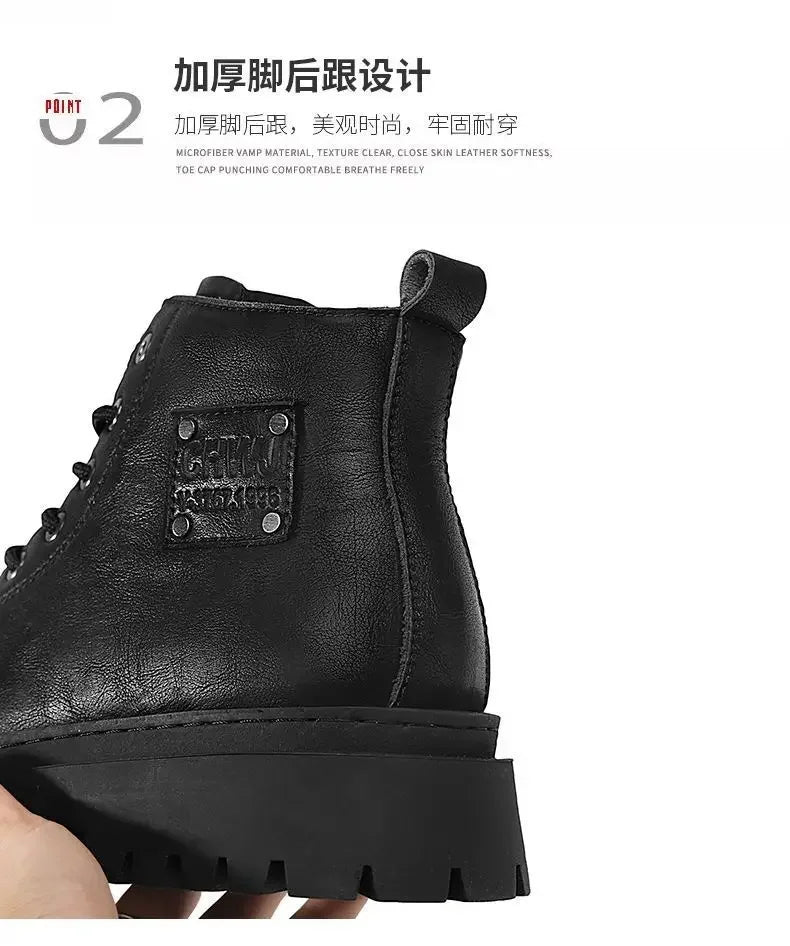 Men’s Autumn Waterproof Mid-Top Leather Boots