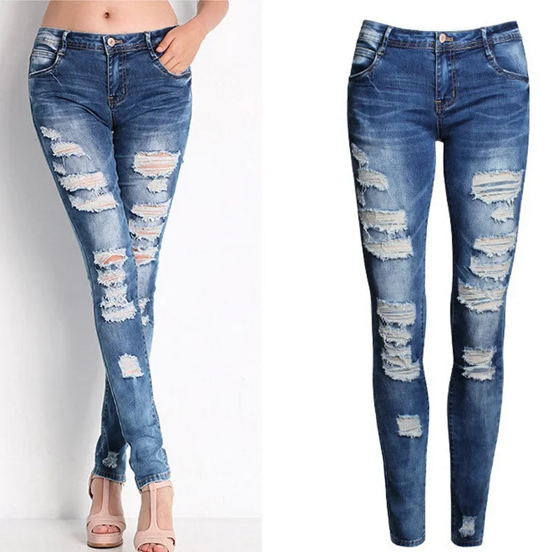 Women Ripped Pocket Jeans