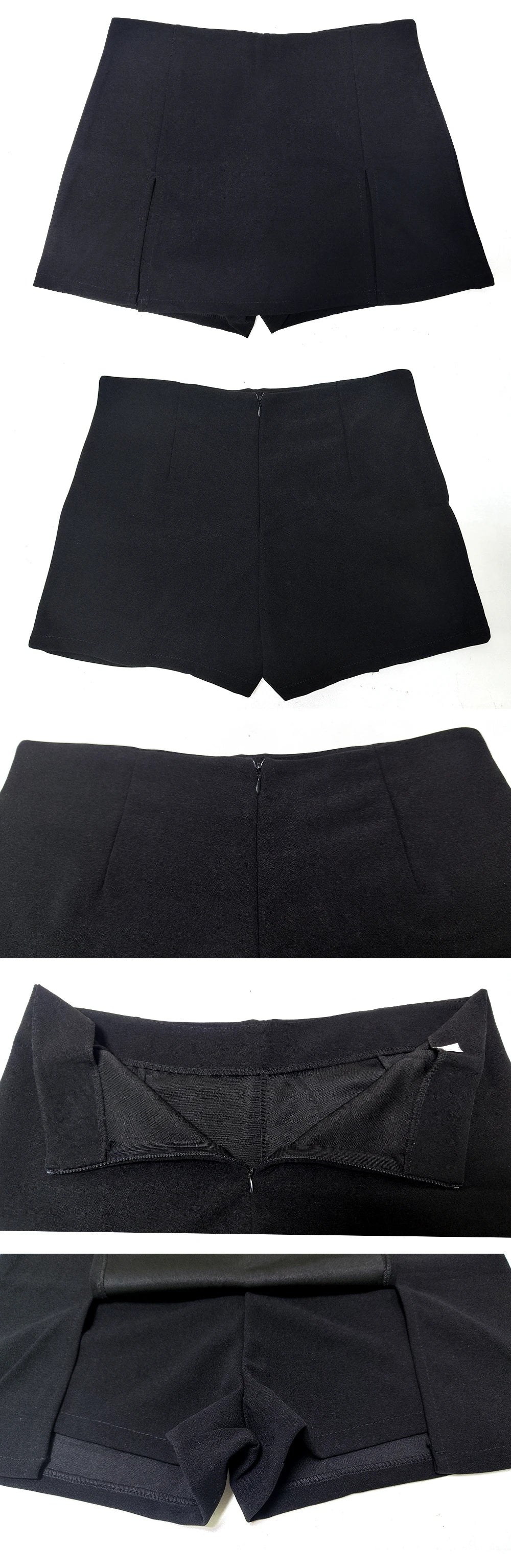 Women's Black Split Skirt Shorts