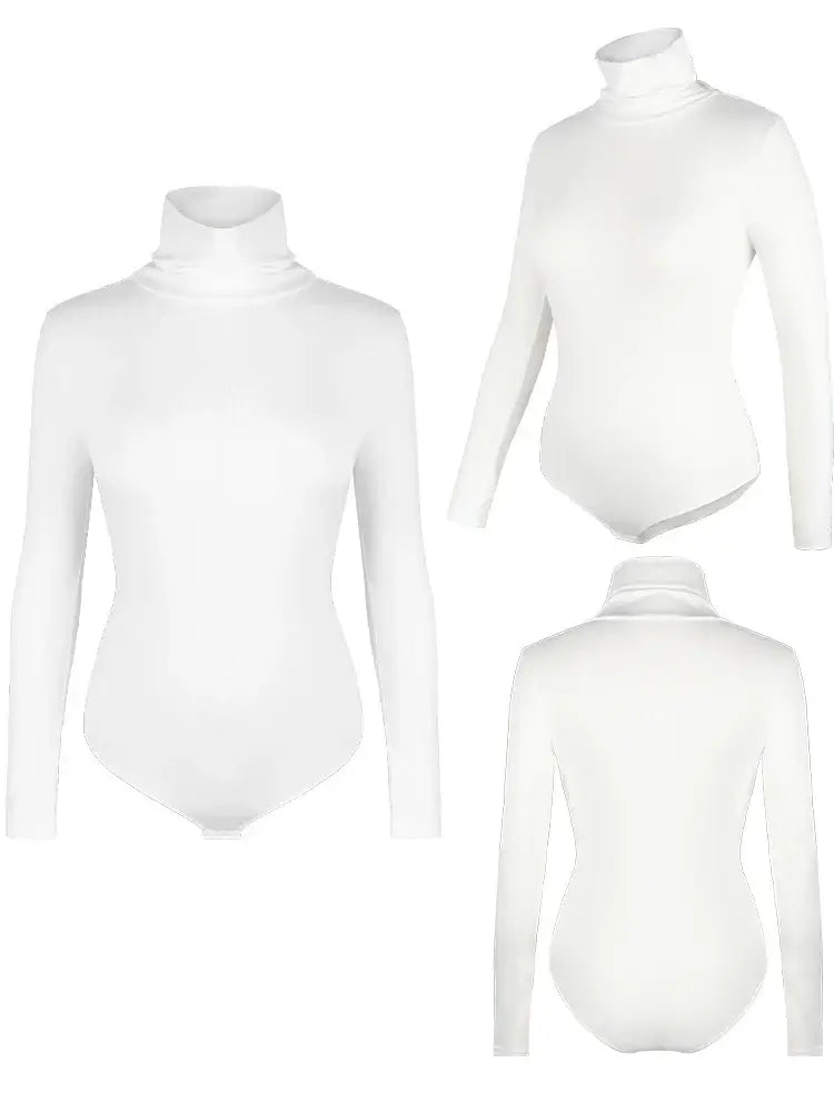 بدلة جسم نسائية برقبة عالية وأكمام طويلة