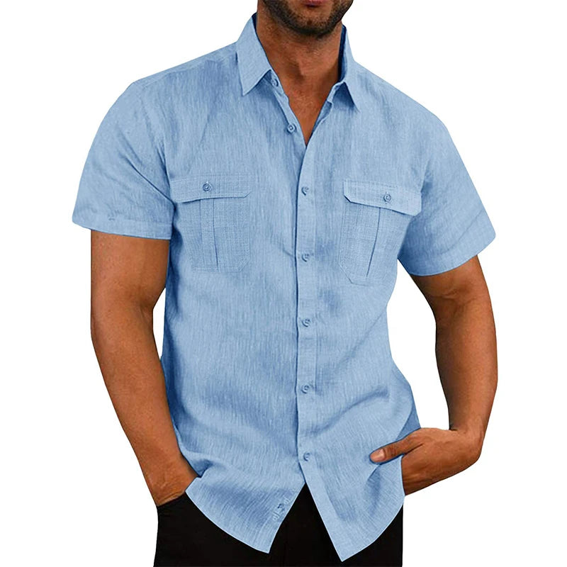 Men's Plus Size Cotton Linen T-Shirt – Summer Solid