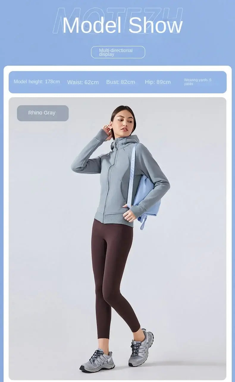 سترة رياضية نسائية سميكة ودافئة بغطاء للرأس