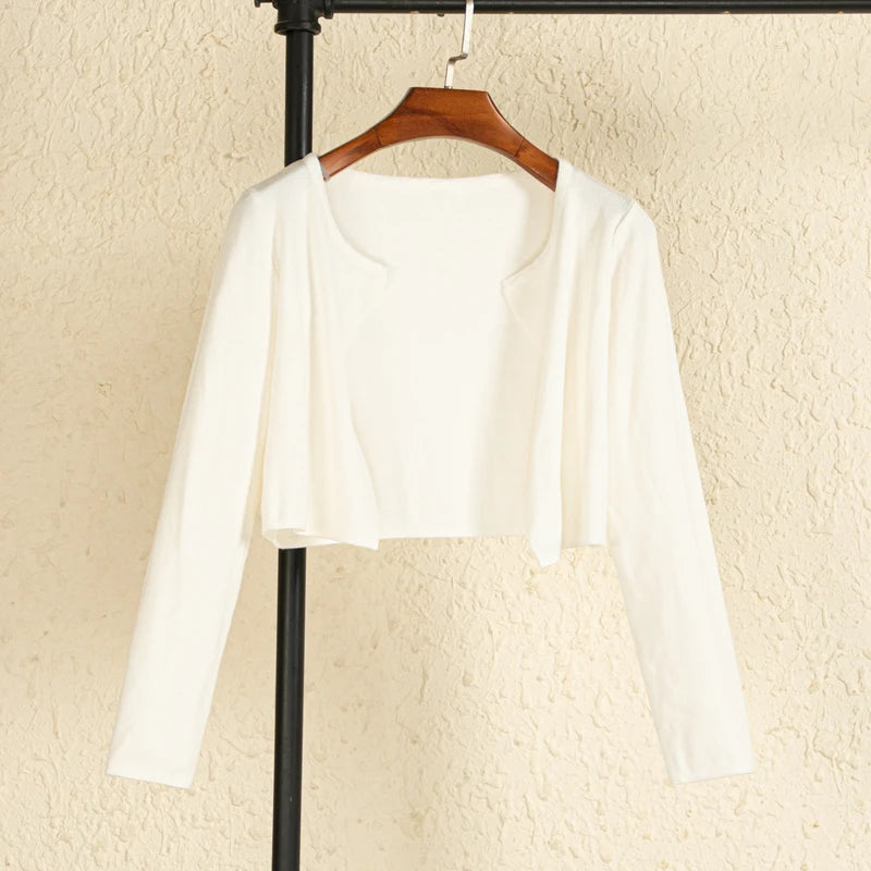 Black Cropped Knitted Korean Style Sweater