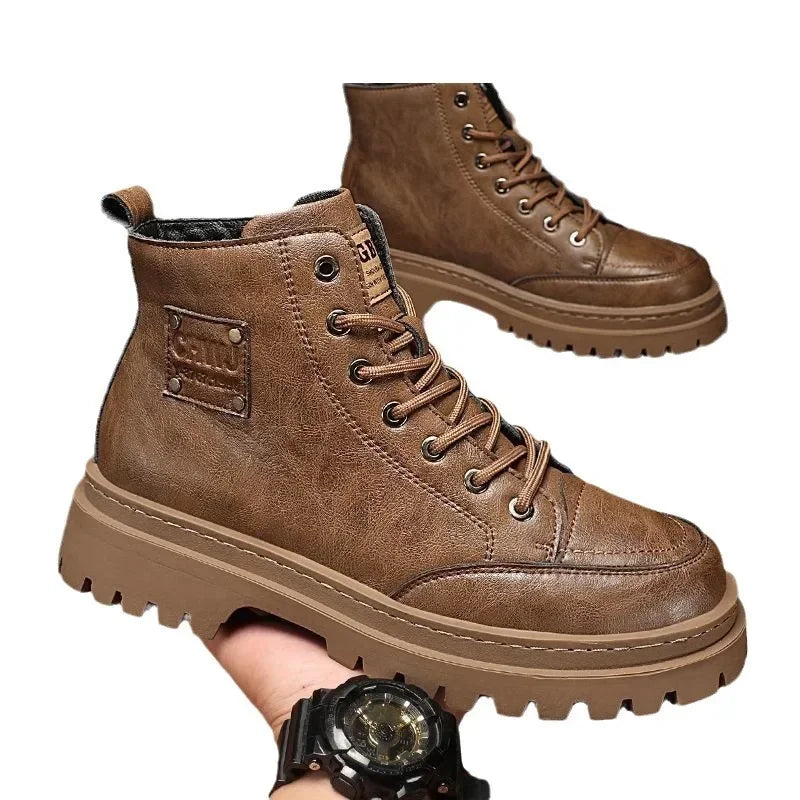 Men’s Autumn Waterproof Mid-Top Leather Boots