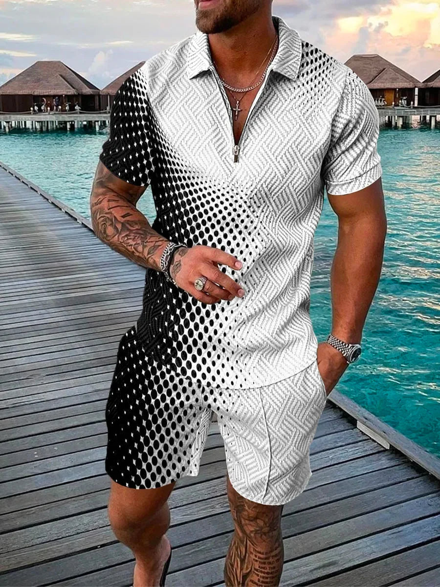 Men Polka Dot Shorts Set