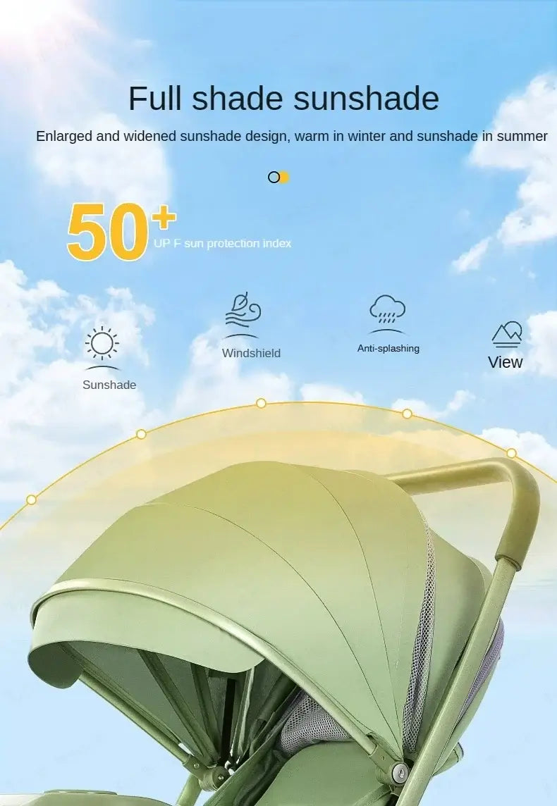 Full shade sunshade for baby stroller, featuring UV protection and wind resistance for enhanced comfort and safety.