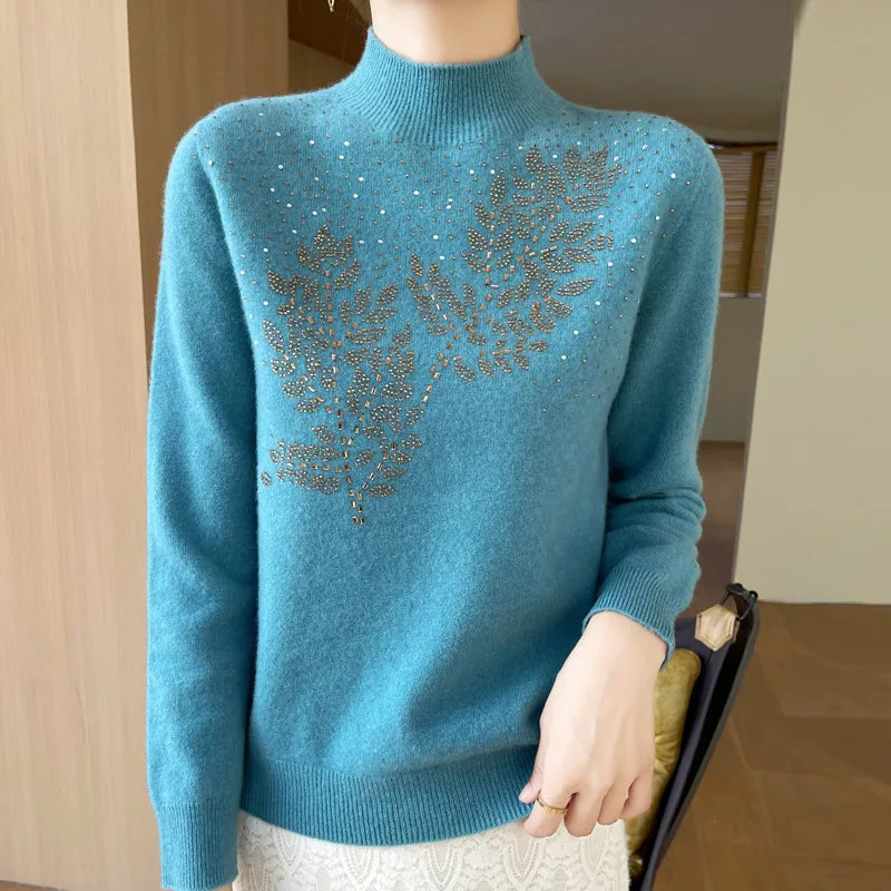 Women Beaded Winter Sweater