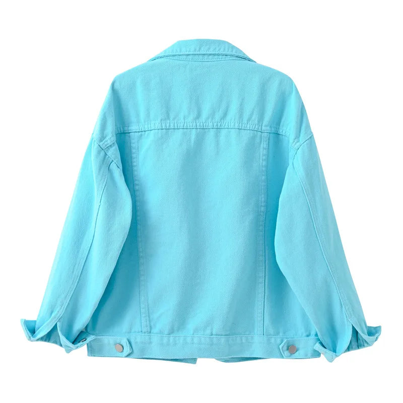 Women's Single Breasted Denim Lapel Jacket