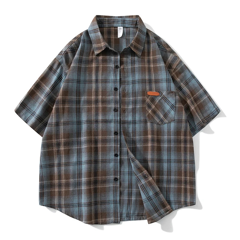 Men Oversized Plaid Shirt
