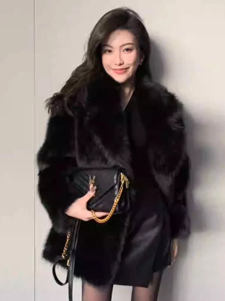 Oversized Faux Fox Fur Winter Coat