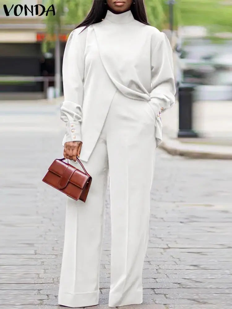 طقم بدلة بياقة عالية ومقاسات كبيرة