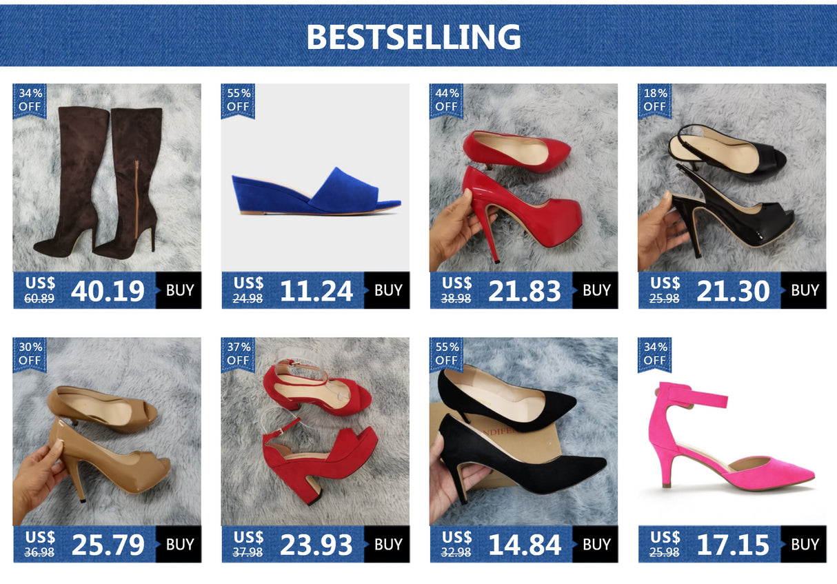 حذاء بكعب عالٍ من جلد الغزال بطول 8 سم - أحمر للحفلات