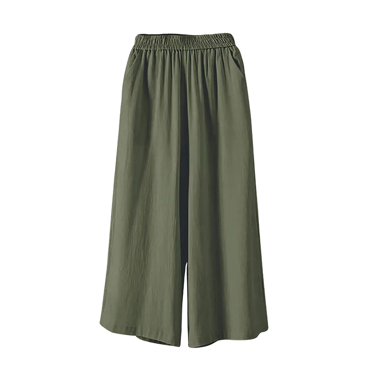 Women Wide Leg Cropped Pants with Pockets