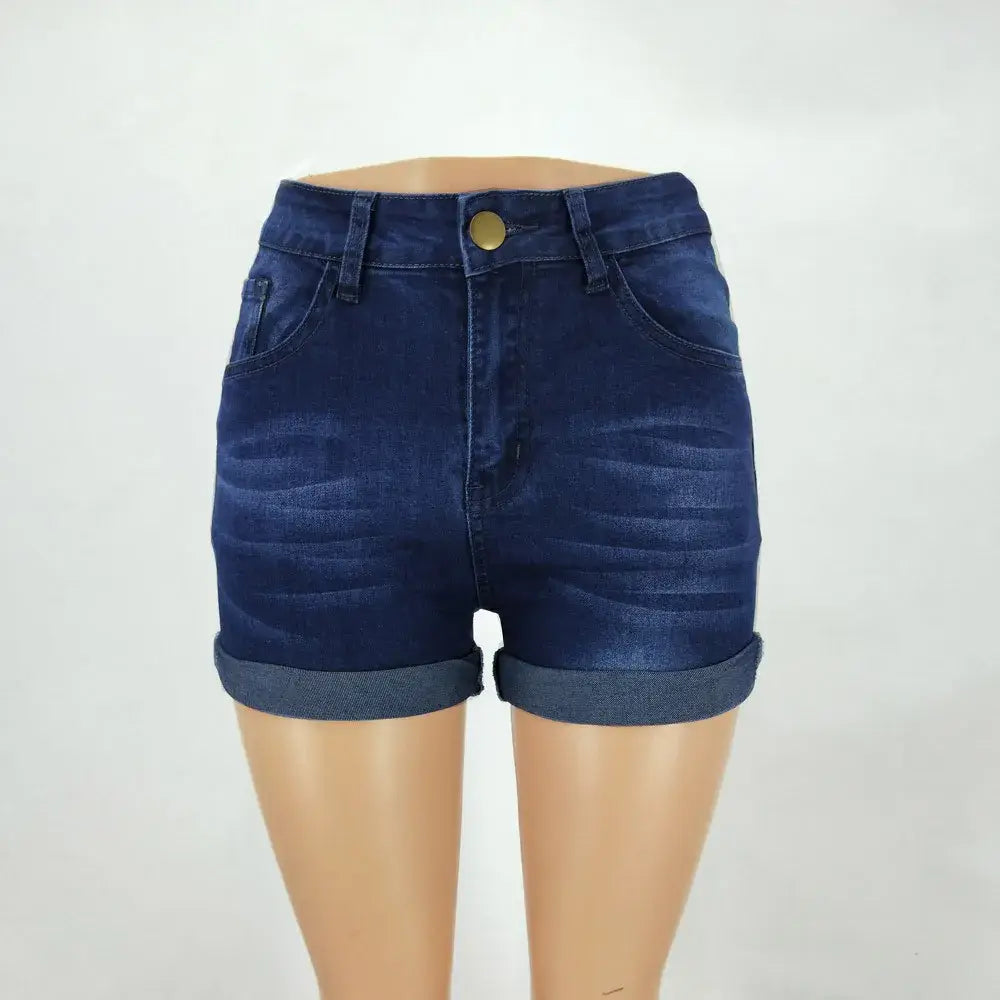 Women High Waist Skinny Denim Shorts