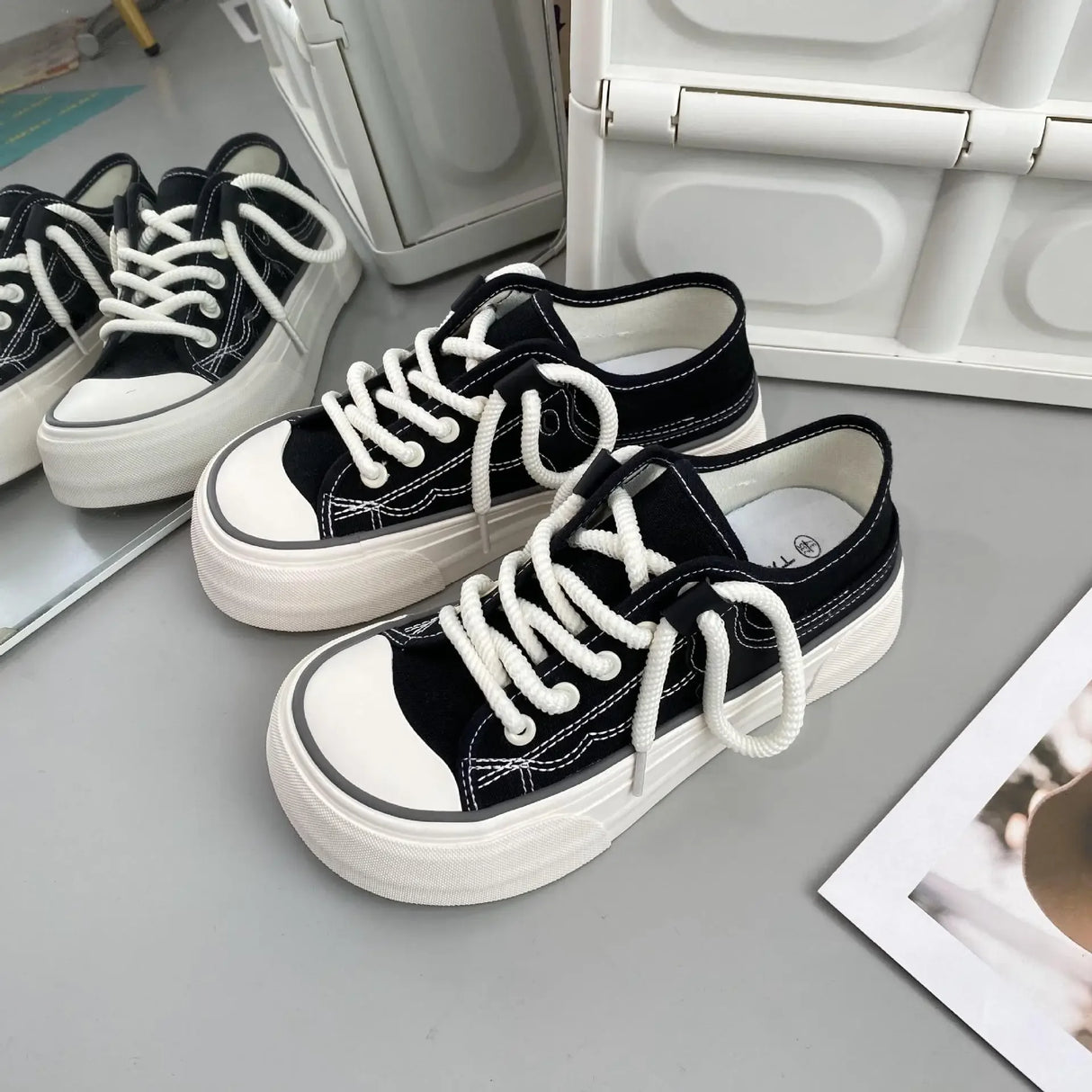 Women Canvas Sneakers Non Slip Lace Up Flats