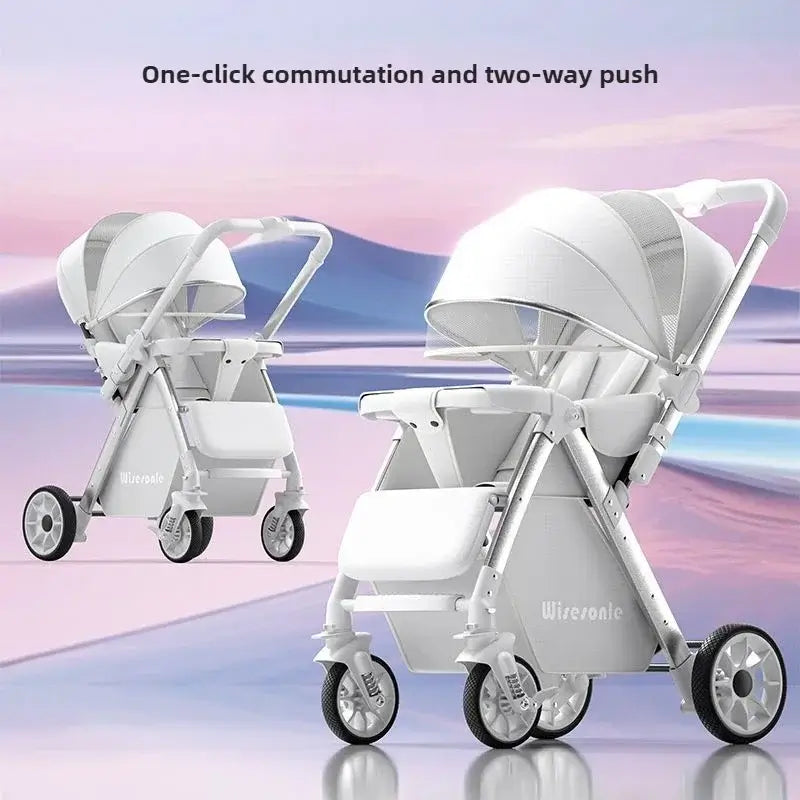 Lightweight baby stroller with one-click commutation and two-way push functionality, ideal for infants and toddlers.