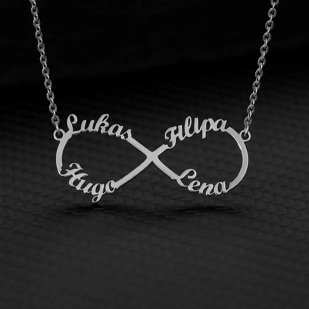 Custom Double Heart Two Names Infinity Necklaces