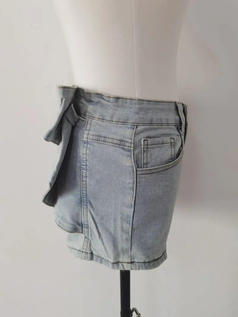 BowPop™ – Summer Hot Girl Denim Shorts (Hip Wrap, High Waist Fit)