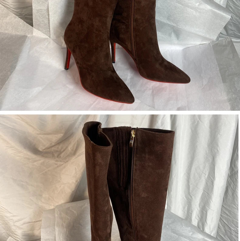 Women Pole Knee High Designer Boots – Sexy Leather High Heel