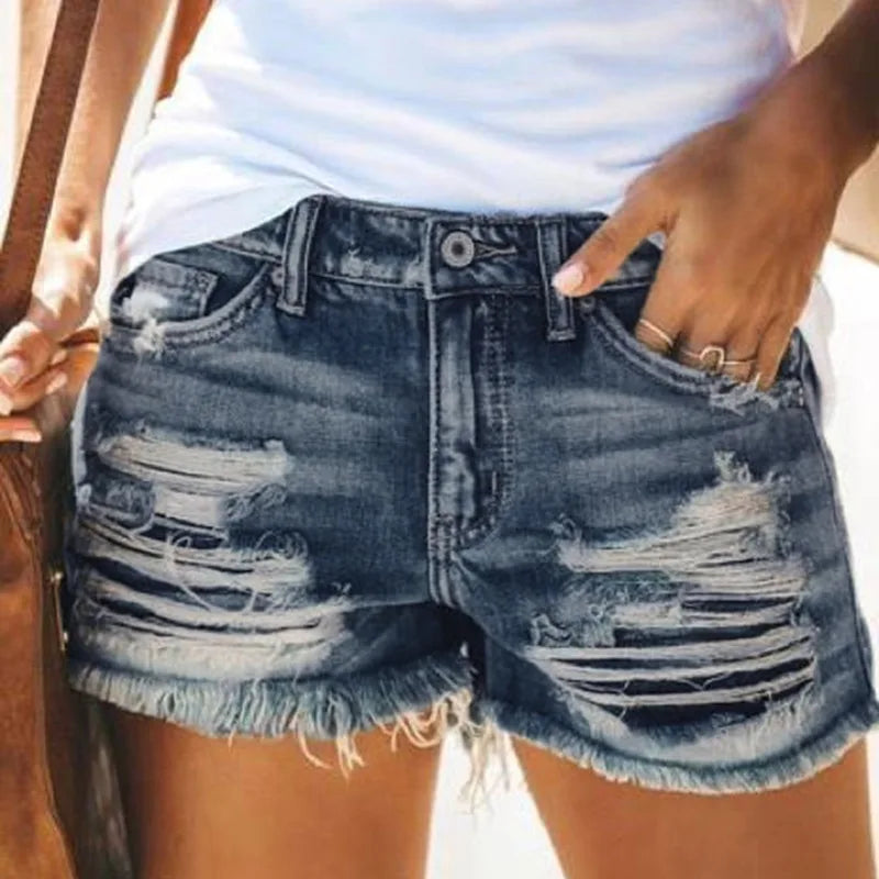 2000s Tassel Ripped Hot Denim Shorts