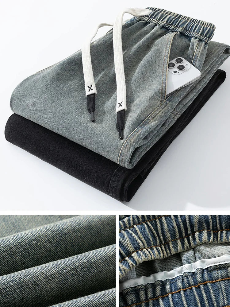 بنطلون جينز رجالي واسع الساق بتصميم ريترو