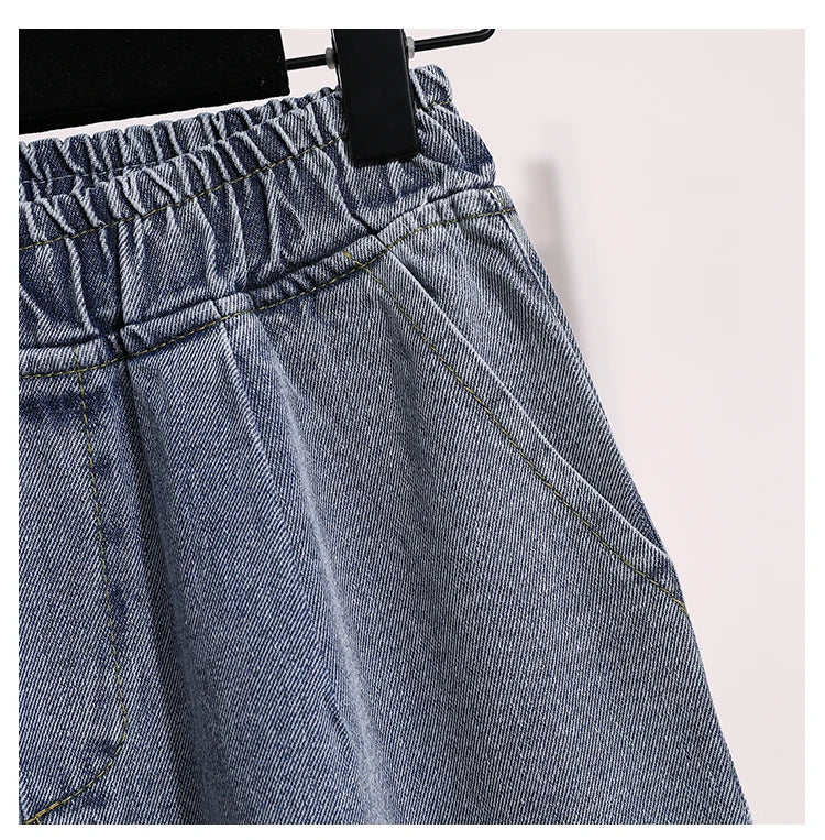 بنطلون جينز نسائي واسع الساق بمقاسات كبيرة 2025