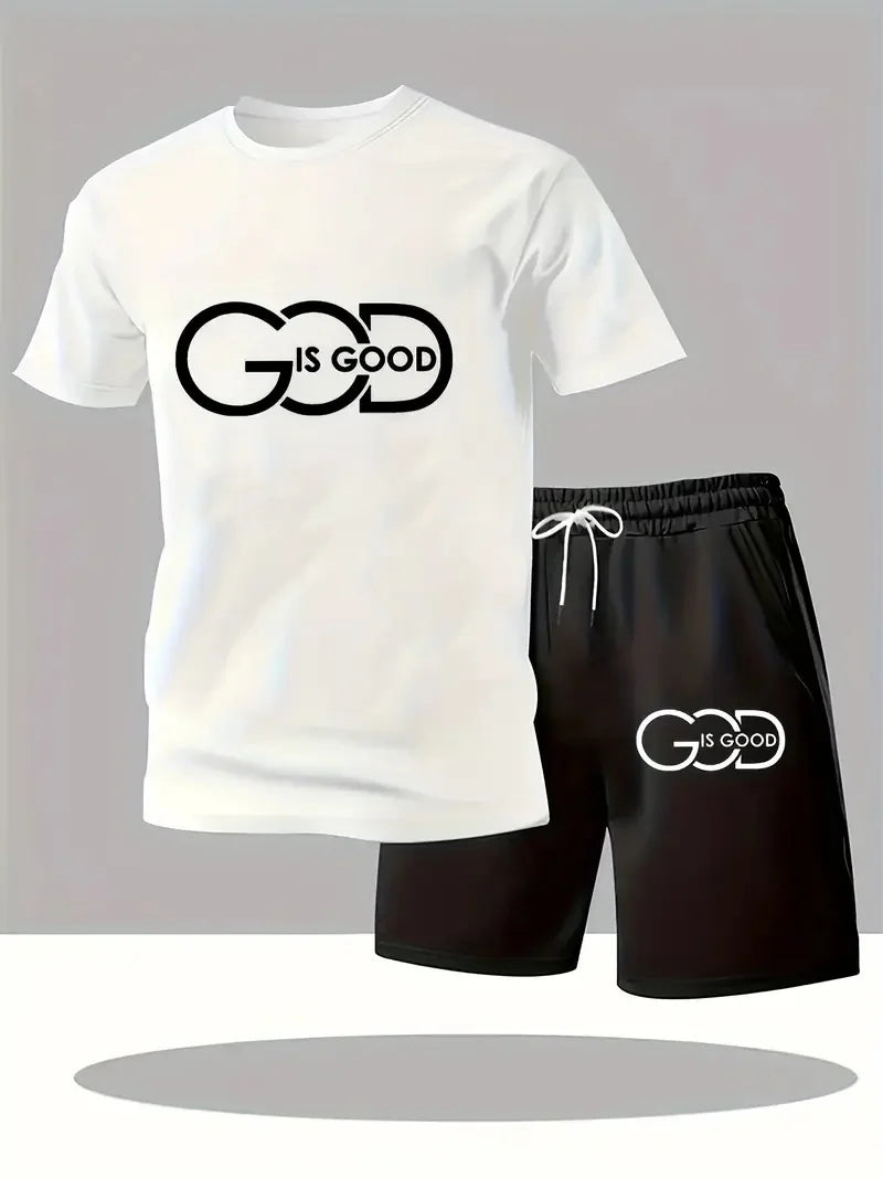 Men Streetwear T-Shirt & Shorts Set