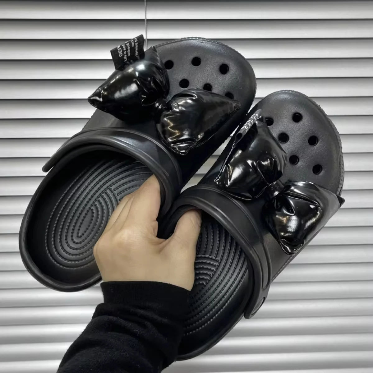 Women Bow Shoe Charms Glossy Accessories